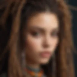 A close-up of vibrant beads intertwined with dreadlocks