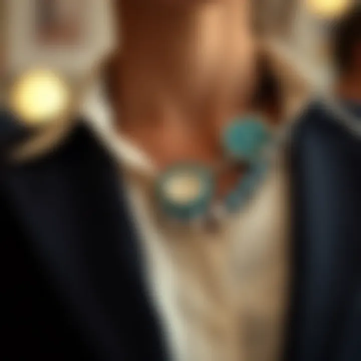 Stylish beaded badge reel paired with professional attire