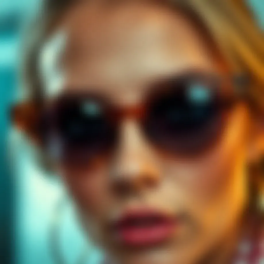 A close-up view of oversized fashion glasses showcasing unique frame designs