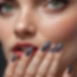 Close-up of cat eye nail stickers showcasing their shimmering effect