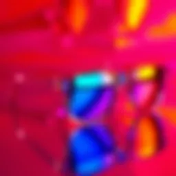 Stylish clear frame mirrored sunglasses on a vibrant background