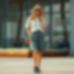 Chic Casual Look with Loose Fit Knee Length Shorts