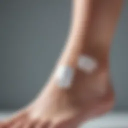 Close-up of a lotion applicator designed for foot care