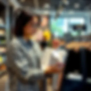 Choosing Sustainability: The Consumer Perspective An eco-conscious consumer selecting a net zero bag in a modern retail environment.