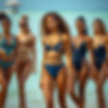 Diverse body types wearing stylish strappy swimsuits
