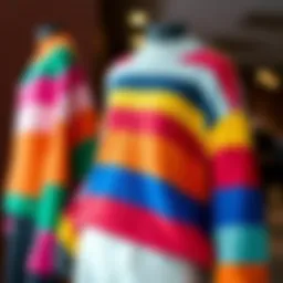 A vibrant colorblock striped sweater showcasing various color combinations