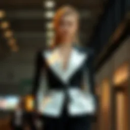 Elegant contrast blazer dress on a model showcasing modern fashion