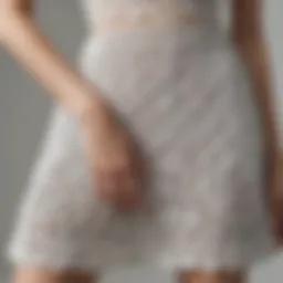 A close-up view of a beautifully crafted crochet coverup skirt showcasing intricate patterns and textures