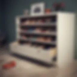 Elegant modern shoe dresser cabinet showcasing unique design elements