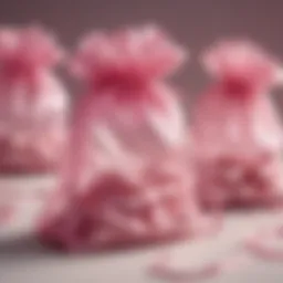 Elegant pink organza bag with delicate ribbons
