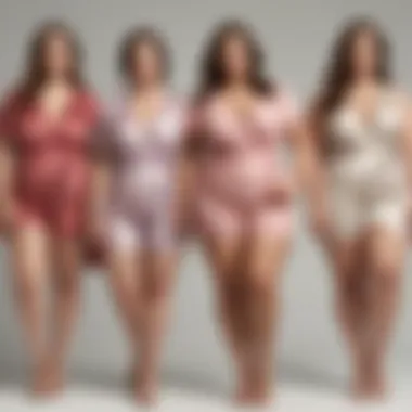Diverse body types in plus size wrap rompers