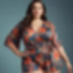 Elegant plus size wrap romper showcasing vibrant prints