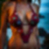 Elegant halter triangle bikini showcasing vibrant patterns