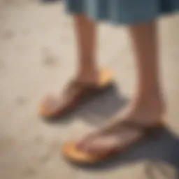 Elegant high flip-flops displayed on a stylish surface