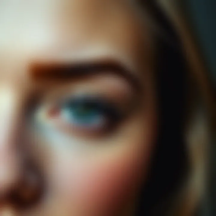 A close-up of beautifully tinted brows showcasing subtle definition