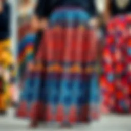 Stylish maxi skirt showcasing vibrant patterns for tall plus-size individuals