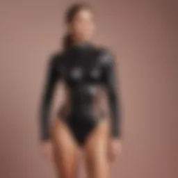 Stylish sauna bodysuit displayed on a minimalist background