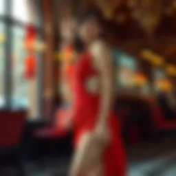 Elegant display of a vibrant red skimpy dress
