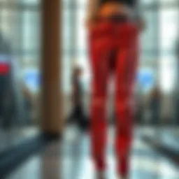 Stylish plus size shiny pants on display