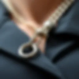 Artistic close-up of a metal chain lanyard showcasing intricate design