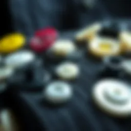 Close-up of various plastic fasteners used in garments