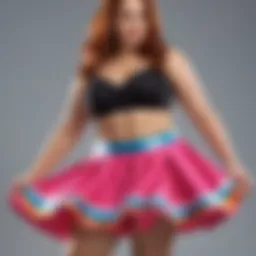 Elegant plus size cheerleader skirt showcasing vibrant fabric.