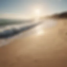 A serene beach landscape with gentle waves and soft sand