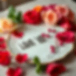 Elegant plate arrangement featuring vibrant colors and romantic motifs