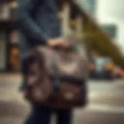 A rugged waterproof messenger bag showcased in an urban setting